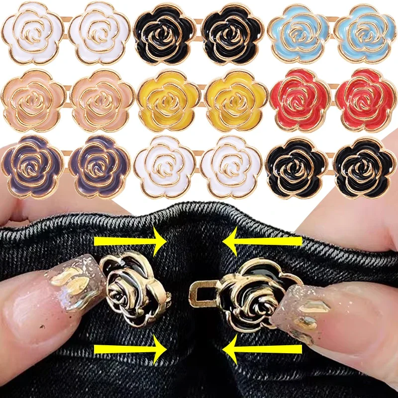 Prachtige Rose Taille Gesp Handig Draai Broek Taille Metalen Sluiting Jeans Krimpen Tailleband Sluiting Legering Taille Knop