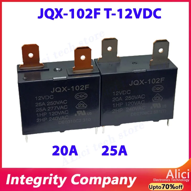 JQX-102F T-12VDC 20A air conditioning water heater relay HF102F JT102F