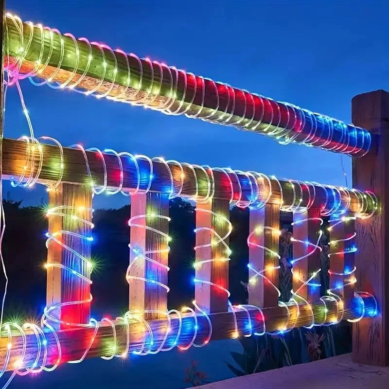 1 PC พลังงานแสงอาทิตย์ LED String Light 50LED หลอดเชือก String ไฟ 8 โหมดกันน้ํากลางแจ้งหลอดพลังงานแสงอาทิตย์รั้วไฟสําหรับตกแต่งบ้าน