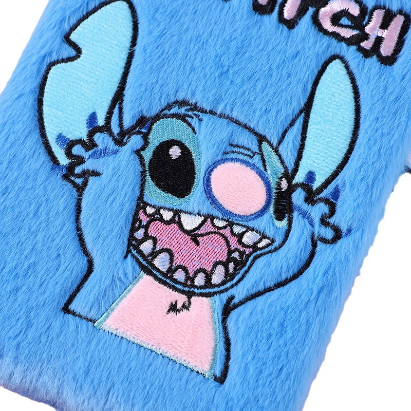 Cuaderno portátil de felpa de dibujos animados de Anime Disney Lilo y Stitch, Bloc de notas de felpa para estudiantes, manual Diy, regalo de papelería, 14,5x21cm