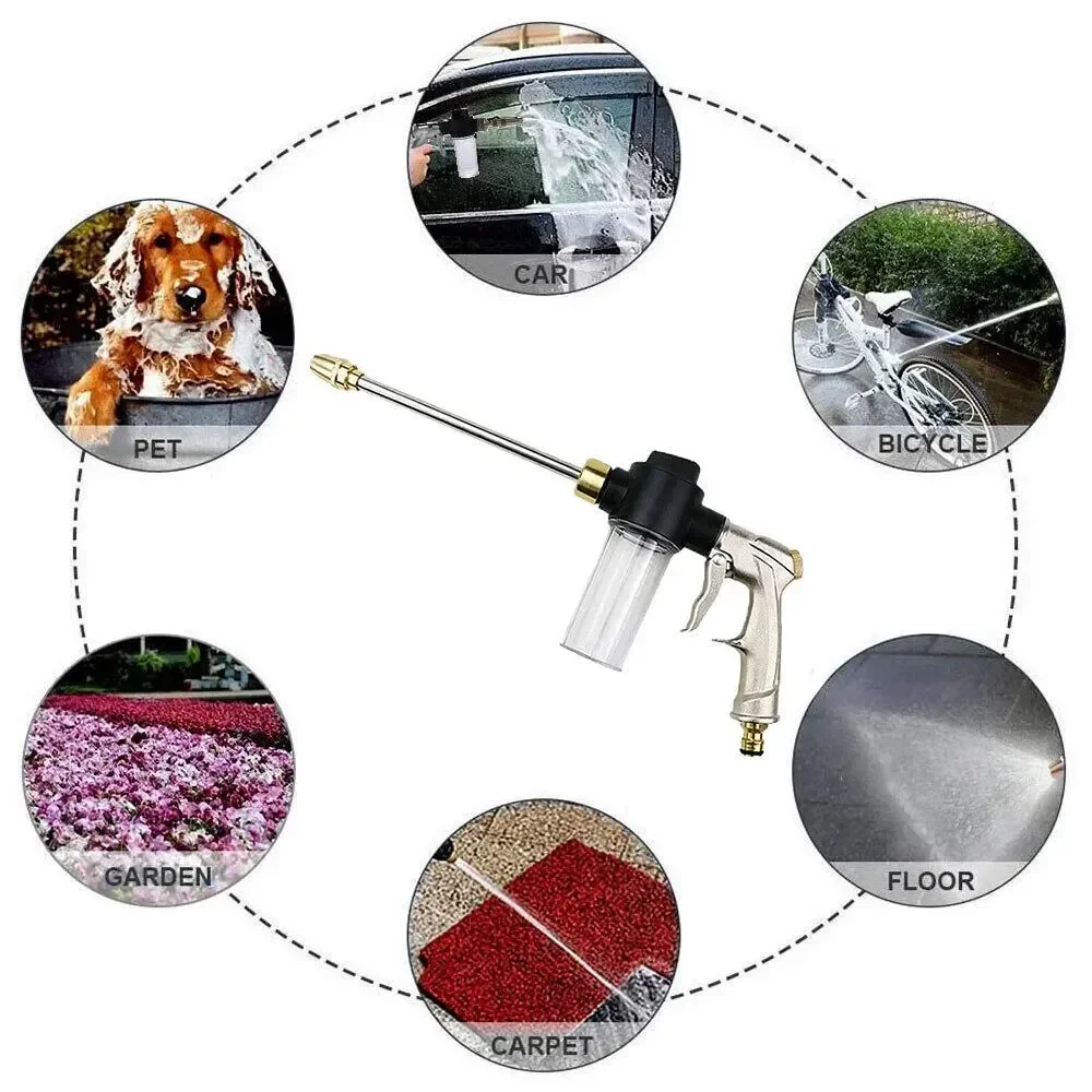 Pentole in schiuma per autolavaggio ad alta pressione Lances Strumenti di irrigazione Irrigatore in metallo regolabile Irrigatore per tubo di irrigazione da giardino