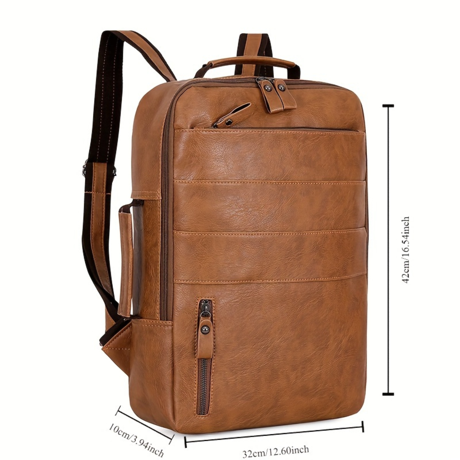 "Mochila empresarial unissex de couro sintético com compartimento para laptop – elegante e prática para trabalho e viagens"
