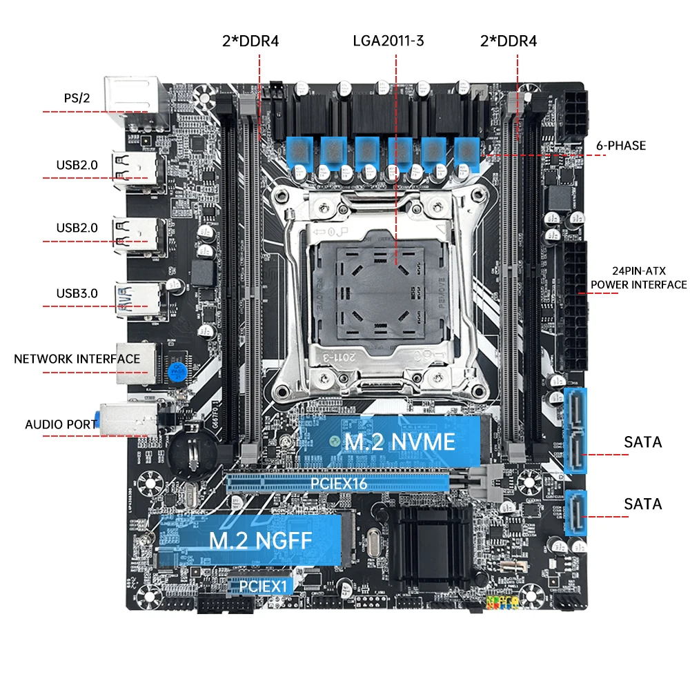 SOYO X99 LGA 2011-3 Комплект Xeon E5 2680 V4 16G=2*8G DDR4 REG ECC Оперативная память NAME M.2 NVME SATA3.0 USB 3.0 для игрового компьютера
