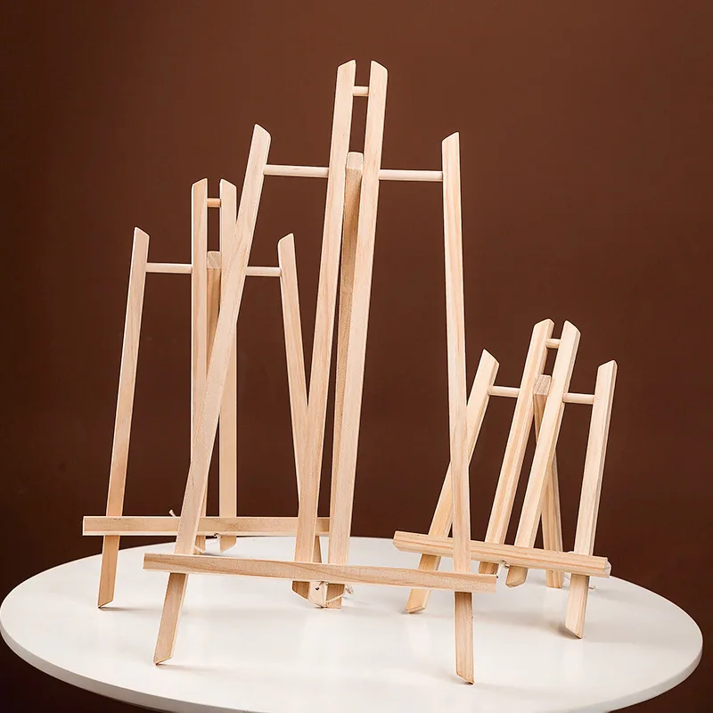 Cavalete de madeira para pintura, 20cm 24cm 30cm 40cm 50cm de altura dobrável suporte triangular de exibição de mesa, materiais de arte, 1 peça HJ-02