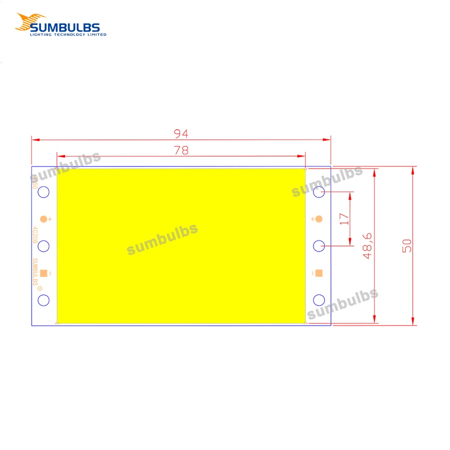 Sumbubs 94 x 50 mm 15 W COB-LED-Lichtpanel, ultrahell, warm/kaltweiß/blau/rot, DC 12 V Matrix-LED-Glühbirne, Chip an Bord
