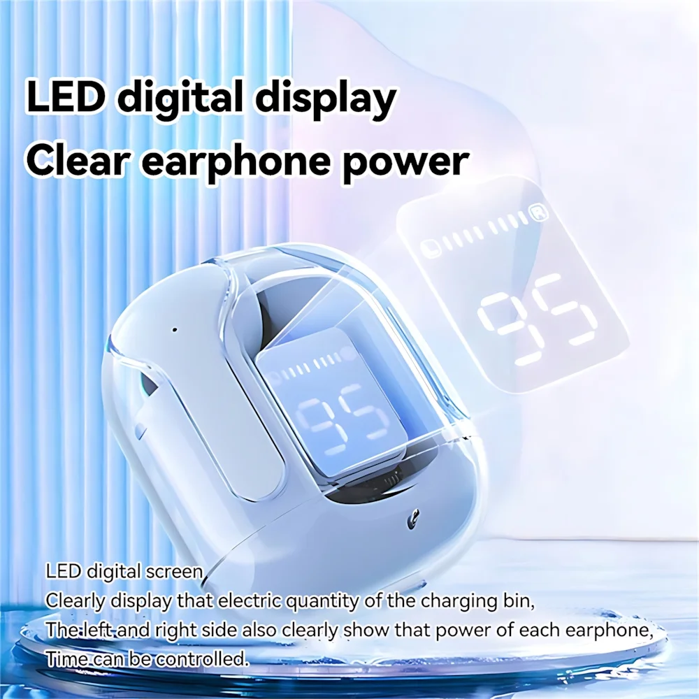 Auricolare Bluetooth wireless vero design trasparente con display digitale a LED Auricolari TWS con suono stereo per lavoro sportivo-Air 31