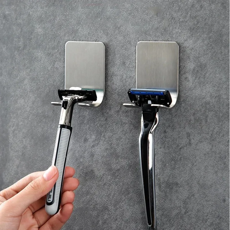 Soporte para maquinilla de afeitar de acero inoxidable para hombre, estante de almacenamiento para maquinilla de afeitar, organizador de ganchos para baño, 2 uds.