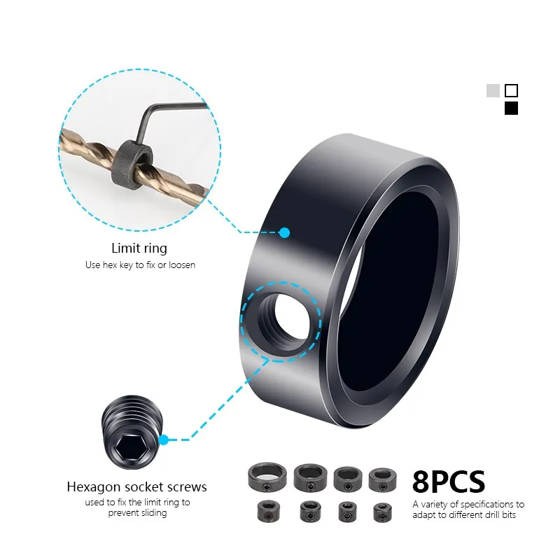 XCAN 9 Chiếc Mũi Định Vị Bộ Nhẫn 3-16Mm Gỗ Khoan Cắt Chặn Độ Sâu Vòng Cổ Vòng Định Vị drillling Dụng Cụ