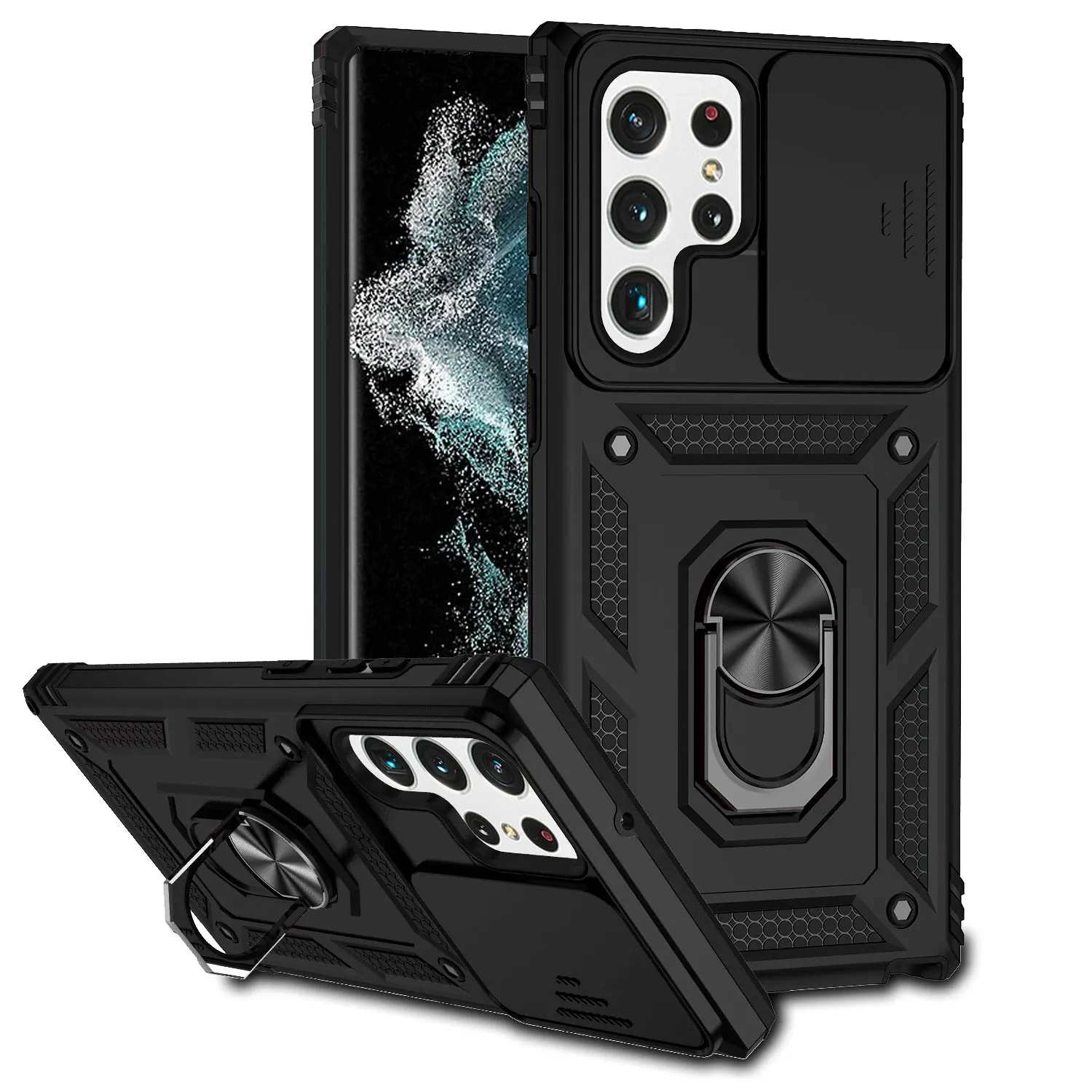 Für Samsung Galaxy S24 Ultra Fall Coque Fundas Rutsche Objektiv Magnetische Halter Zurück Stoßstange Samsung S23 S24 S22 S21 Plus Ultra Abdeckung