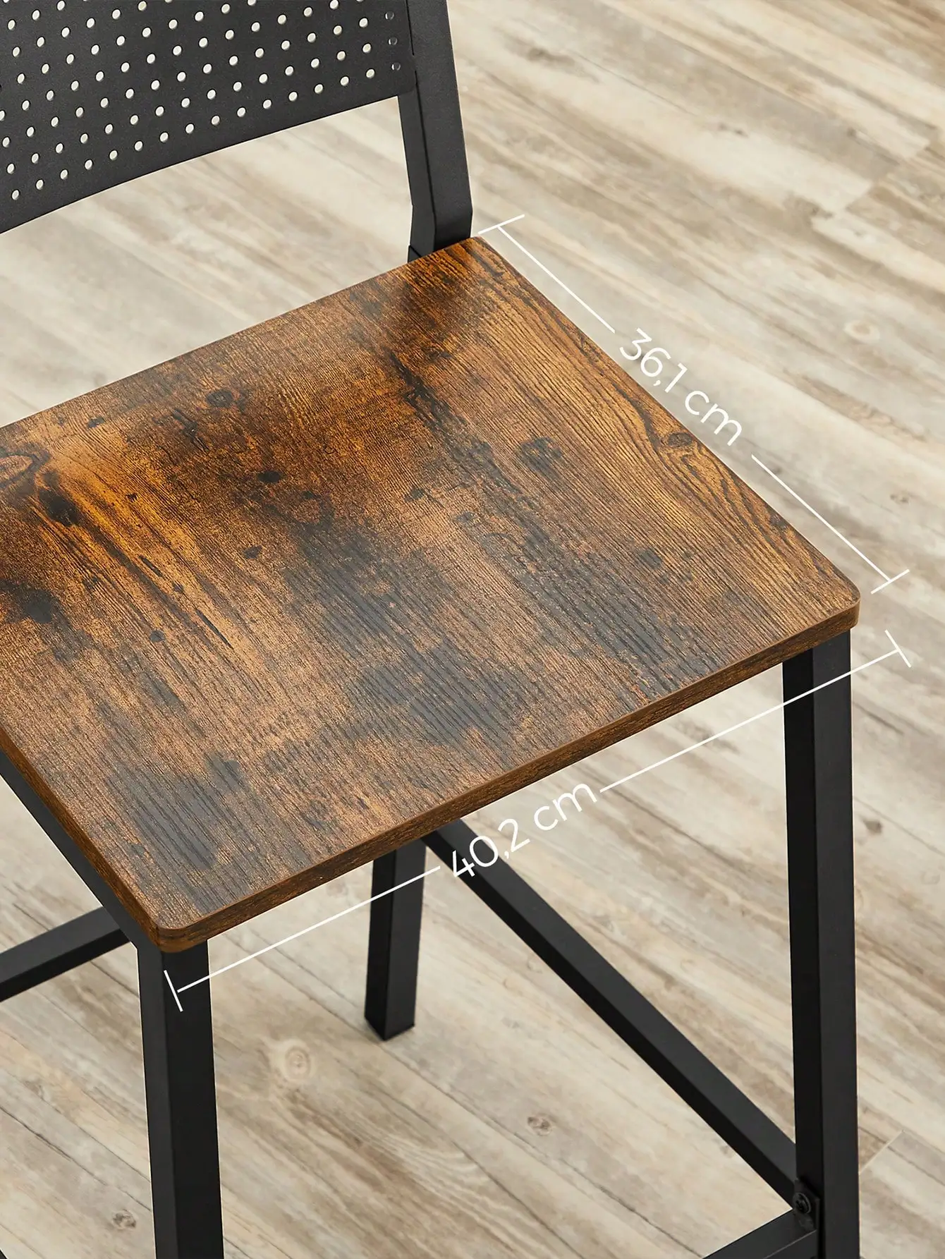Sedia da cucina per colazione VASAGLE, Set di 2, sedia da bancone, cucina/pranzo/ufficio, stile industriale, marrone rustico/nero