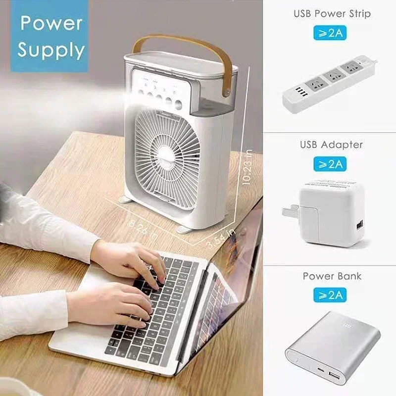 Xiaomi ใหม่ Mini พัดลมพกพาเครื่องปรับอากาศ USB พัดลมไฟฟ้า Air Cooler LED Night Light Water Mist สนุก 3 In 1 Air Humidifier