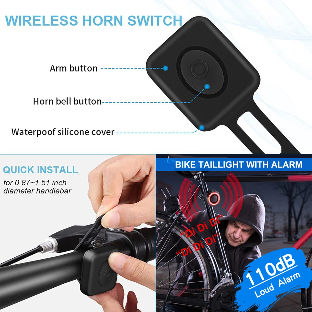 Nowy alarm rowerowy tylne światło wodoodporne inteligentne automatyczne wykrywanie hamulców lampa tylna pilot USB ładowanie tylne światło roweru