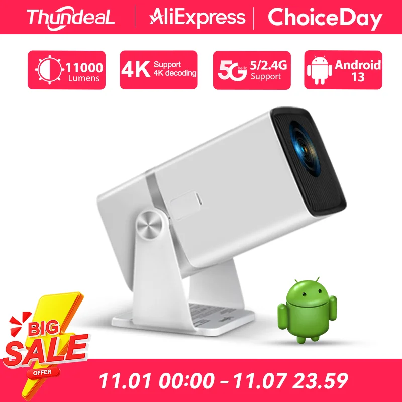 【Brand+】ThundeaL TD80W Full HD 1080P Projector Android 4K WiFi 3D Smart Home Theater TD80 Mini Portable Projector Meeting Video