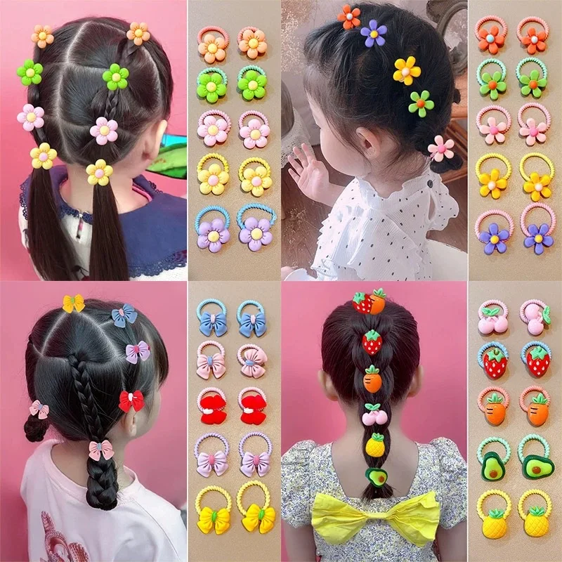20-50 peças/set faixa de borracha para crianças dos desenhos animados faixa de cabelo novo doce bebê corda de cabelo acessórios para o cabelo sem embalagem