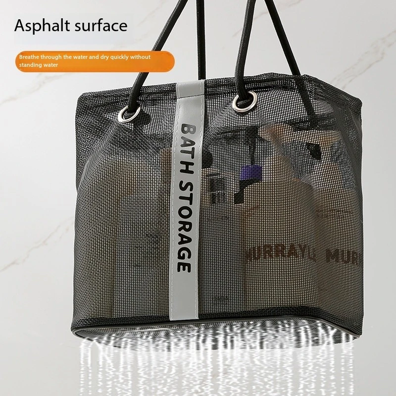Cesta de drenaje de malla plegable 2 en 1, artículos de tocador de viaje, organizador de natación, asa de transporte portátil grande, almacenamiento ecológico