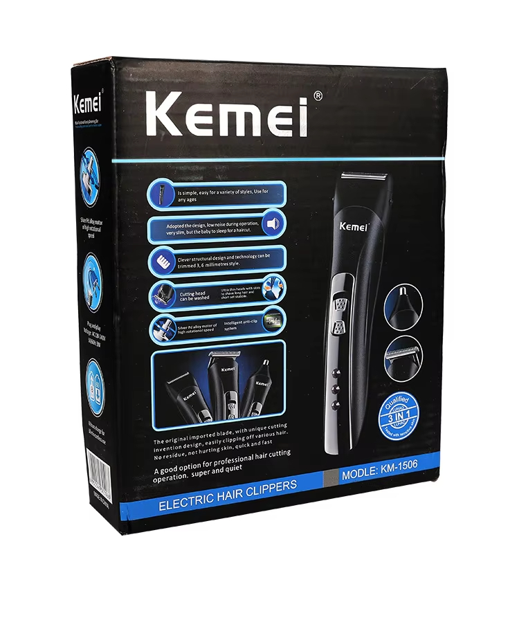Kemei KM-1506 3 in 1 電気バリカン USB 充電シェーバー充電式鼻毛トリマープロフェッショナルシェービングマシン