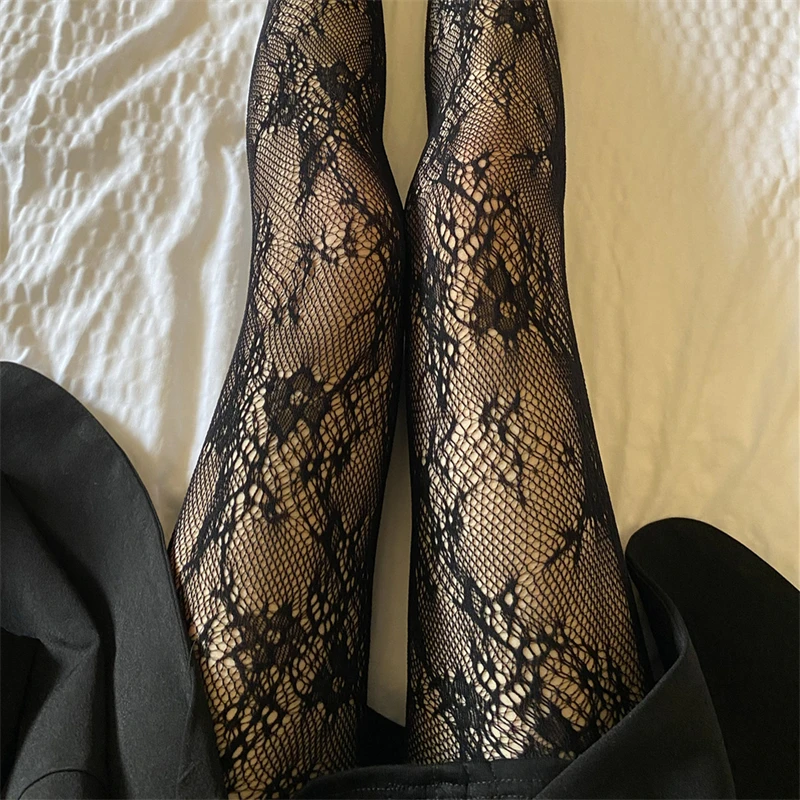 Medias sexis de ratán para mujer, medias de flores antienganches para fiesta y Club, Medias de red de pescado, pantimedias de encaje de malla de rejilla