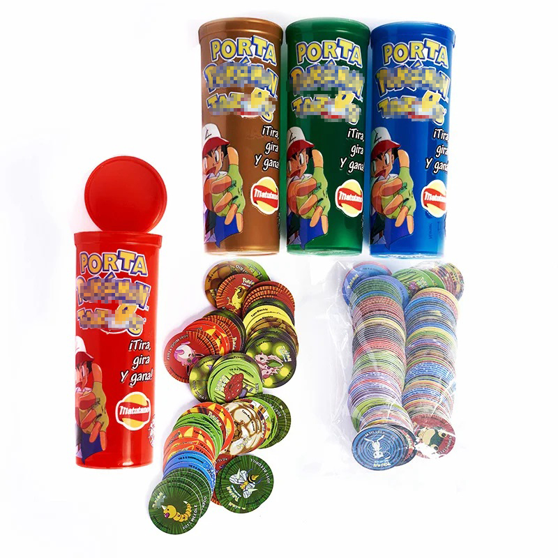 Embotellado Lote De Tazos Porta pokemon 1G 169 Uds nueva colección completa Super Mega Master Pikachu Milkcaps tarjetas redondas tasos