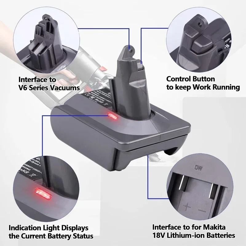 Batterie Konverter Adapter Für Makita/Dewalt/Milwaukee/Bosch/Ryobi 18V Li-Ion Batterie Zu Für Dyson V6 v7 V8 Tier Staubsauger