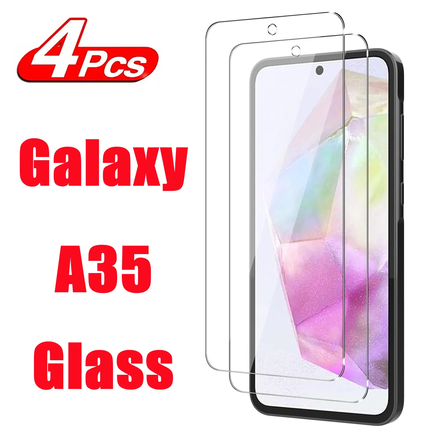 Защитное закаленное стекло 1/4 шт. для Samsung Galaxy A35 5G Защитная пленка для экрана