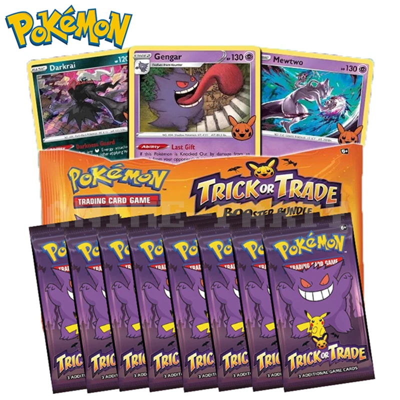 Tarjeta de Pokémon Original, paquete de refuerzo de truco o comercial de Halloween, Gengar pokemon TCG, tarjeta de colección limitada, juego de mesa de fiesta infantil