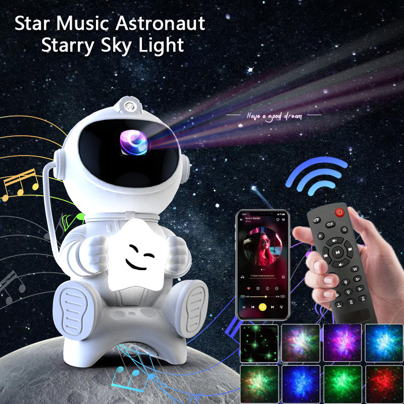 Astronauta LED projektor gwiazdowy lampka nocna projektor Galaxy głośnik Bluetooth do wystroju sypialni prezent dla dzieci lampa gwiaździste niebo