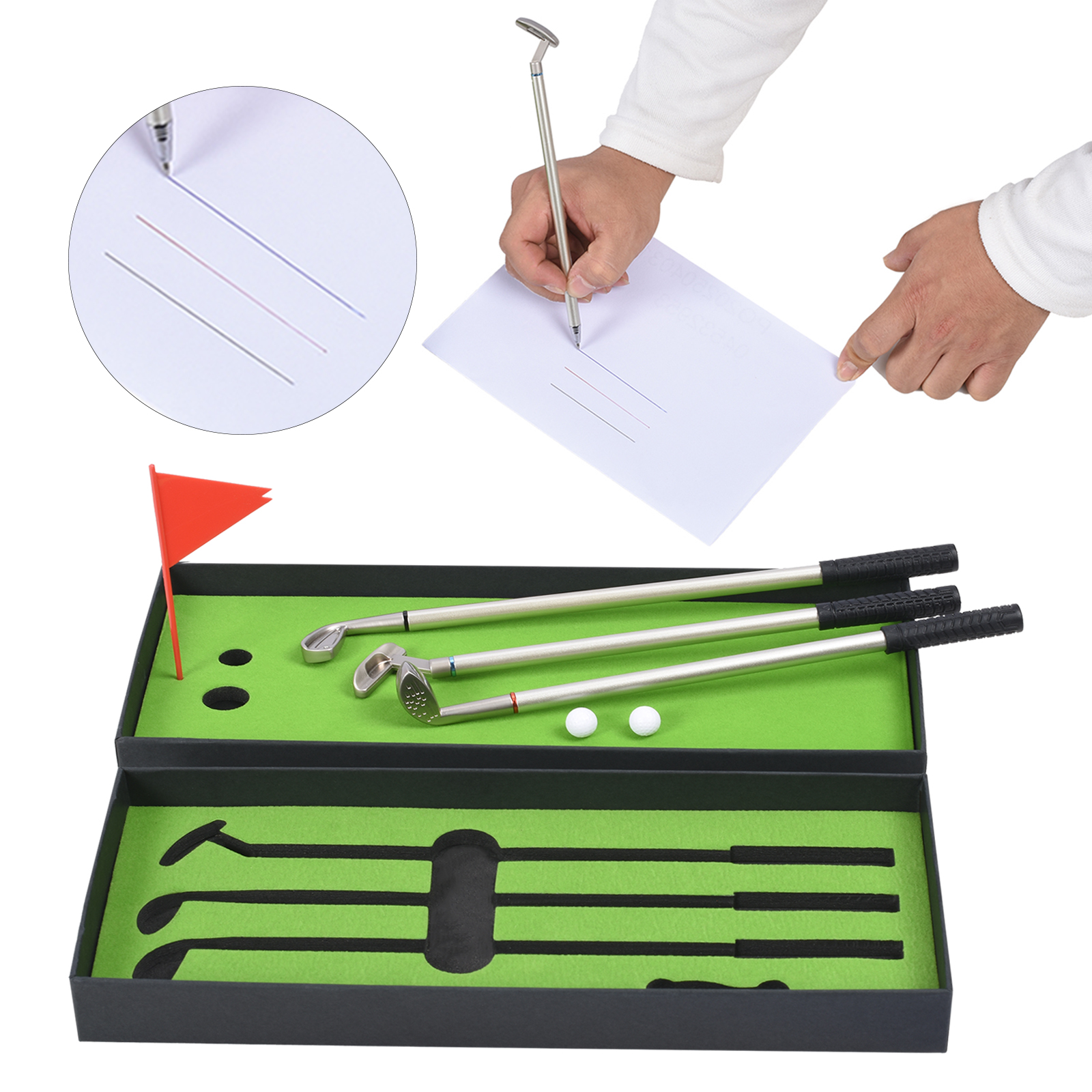 มินิกอล์ฟคลับพัตเตอร์ปากกาลูกลื่นปากกากอล์ฟเกมของขวัญสนุกตกแต่งตารางอุปกรณ์โรงเรียนและอุปกรณ์กอล์ฟ Combo