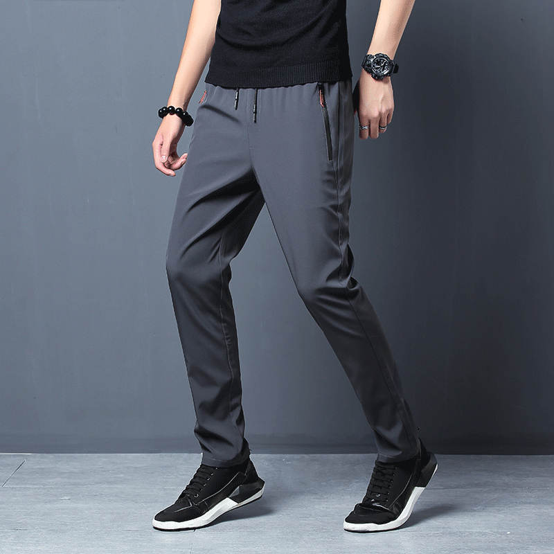 Pantalones casuales de secado rápido de seda de hielo de verano para hombres pantalones ajustados versión coreana pantalones de seda de hielo pantalones deportivos tubo recto de secado rápido p