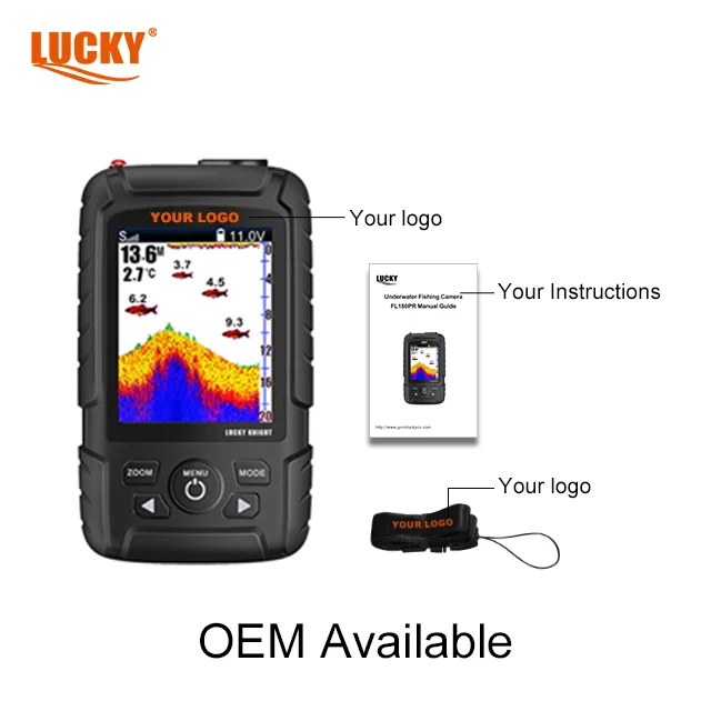 Lucky Fish Finder com sensor transdutor, colorido Lithium-ion Battery, Dot-Matrix Display, 2.8 in, 3.7V, FF718Lic-T