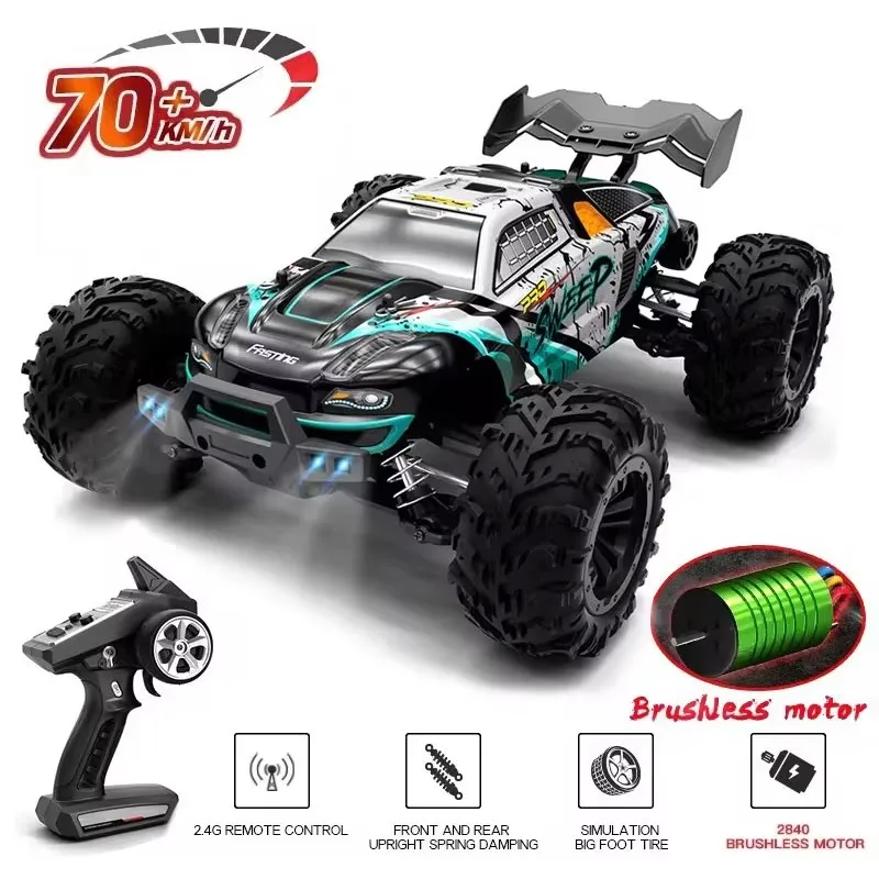 1:16 4WD RC Car 70KM/H Or 50KM/H With LED Remote Control Cars High Speed Drift Monster 4x4 Truck For Kids VS Wltoys 144001 Toys