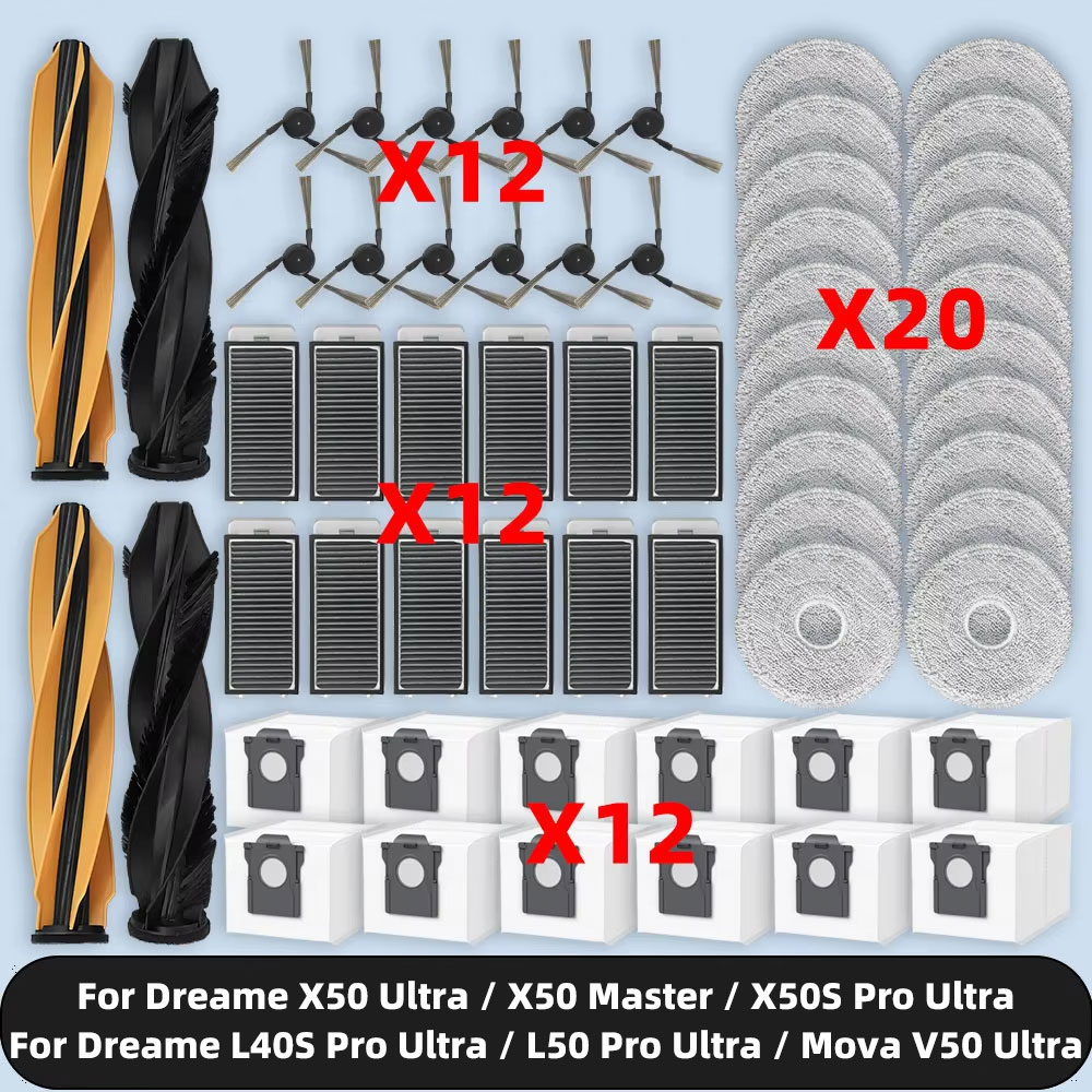 Запасные части для ( Dreame X50 Ultra Complete / X50 Master / X50S Pro Ultra / L50 Pro Ultra / L40S Pro Ultra / Mova V50 Ultra ), роликовая боковая щетка, фильтр, Швабра, тканевая салфетка, пылесборник, аксессуары