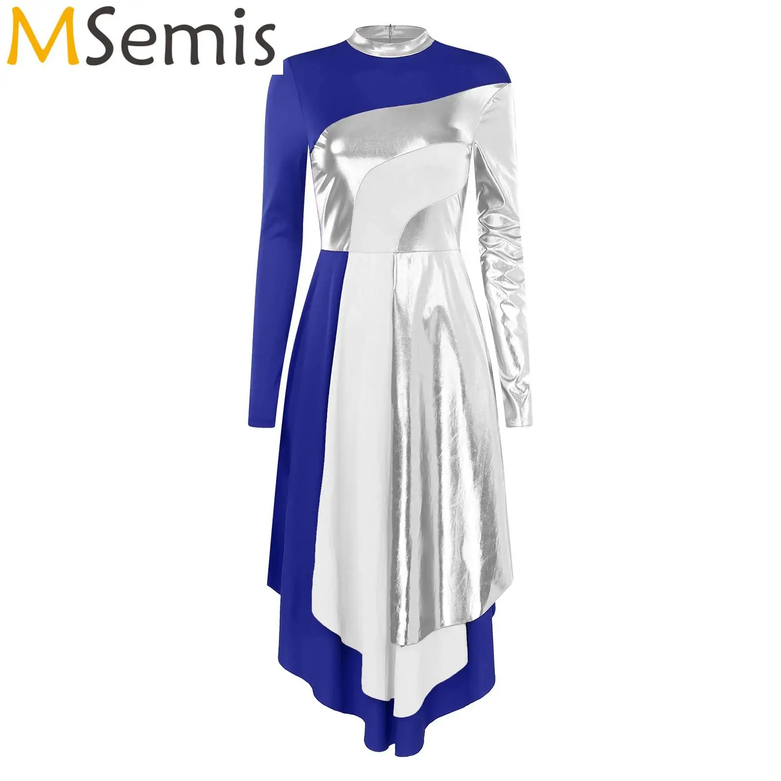 Frauen Farb block liturgisches Lob Tanz kleid Kirche Anbetung Kirche Kostüm Ballett lyrisches Kleid unregelmäßigen Saum Tanz kleidung