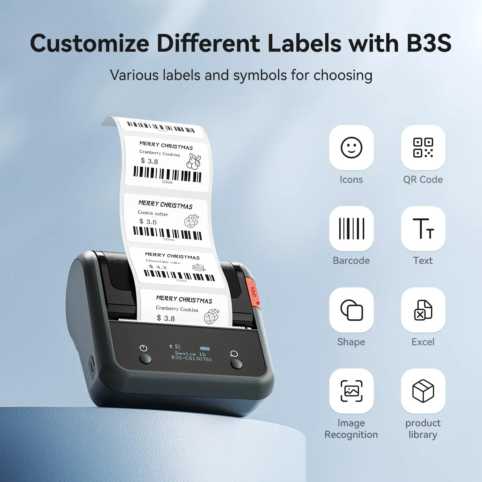NiiMbot B3S Commercial Wireless Label Maker ซูเปอร์มาร์เก็ตราคา Barcode Label Printer สําหรับร้านขายเสื้อผ้าขนาดเล็กธุรกิจ