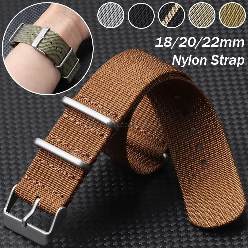 18 มม.20 มม.22 มม.ทหารไนลอนSmartwatch Band Universalผู้ชายผู้หญิงผ้าใบสายคล้องผ้ากองทัพเปลี่ยนสายรัดข้อมือสร้อยข้อมือกีฬา