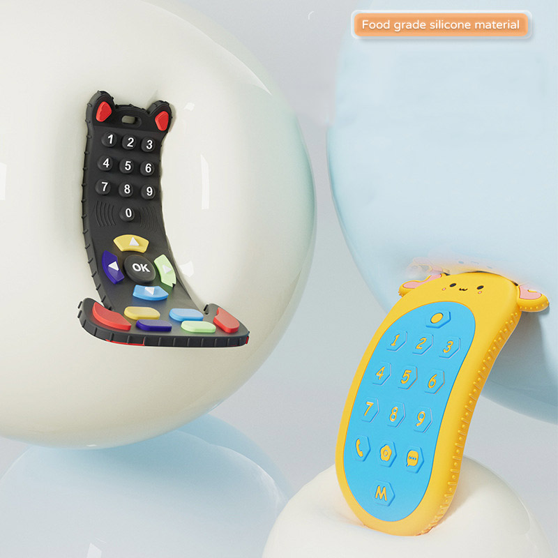 Baby Silicone Teether Toys Remote Control Bite Teething Relief Chew Toy for Babies 3-24 Months Sensory Educational Baby Teethers
