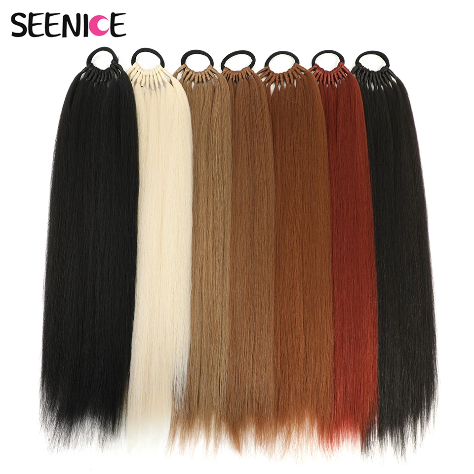 Straight Synthetic Ponytail Hair Extensions Natural Hair False Tail for Women Horse Overhead Tail False Pigtail White and Black