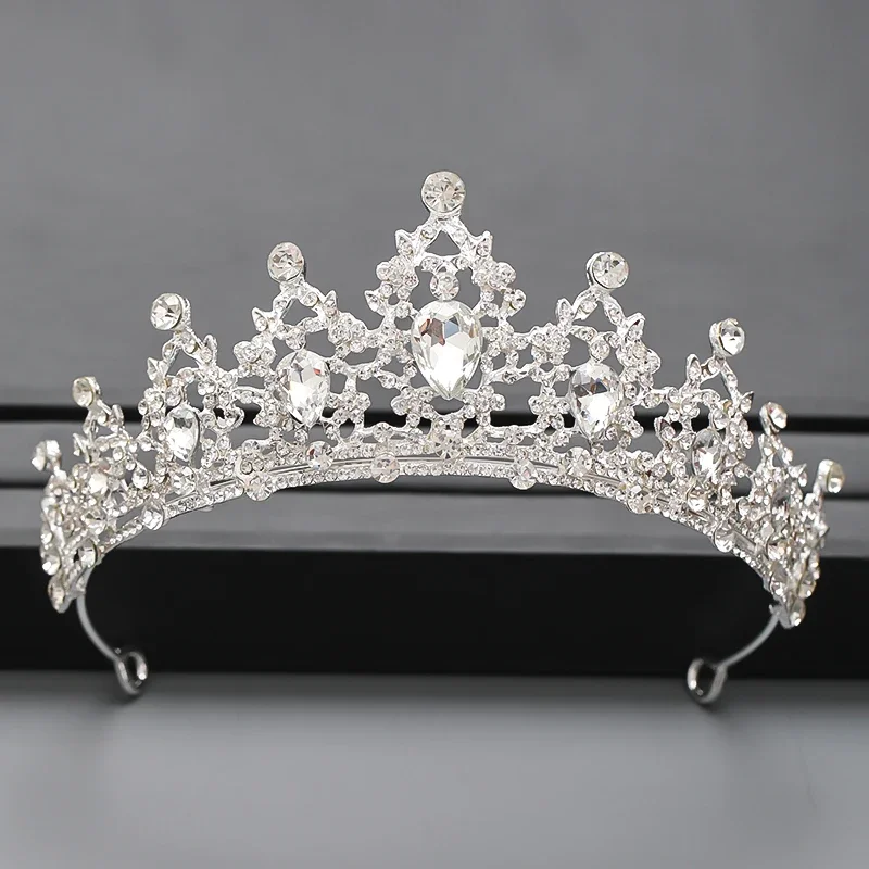 Accessori per capelli con corona e tiara color argento per donna Accessori da sposa Corona per diadema con strass di cristallo da sposa