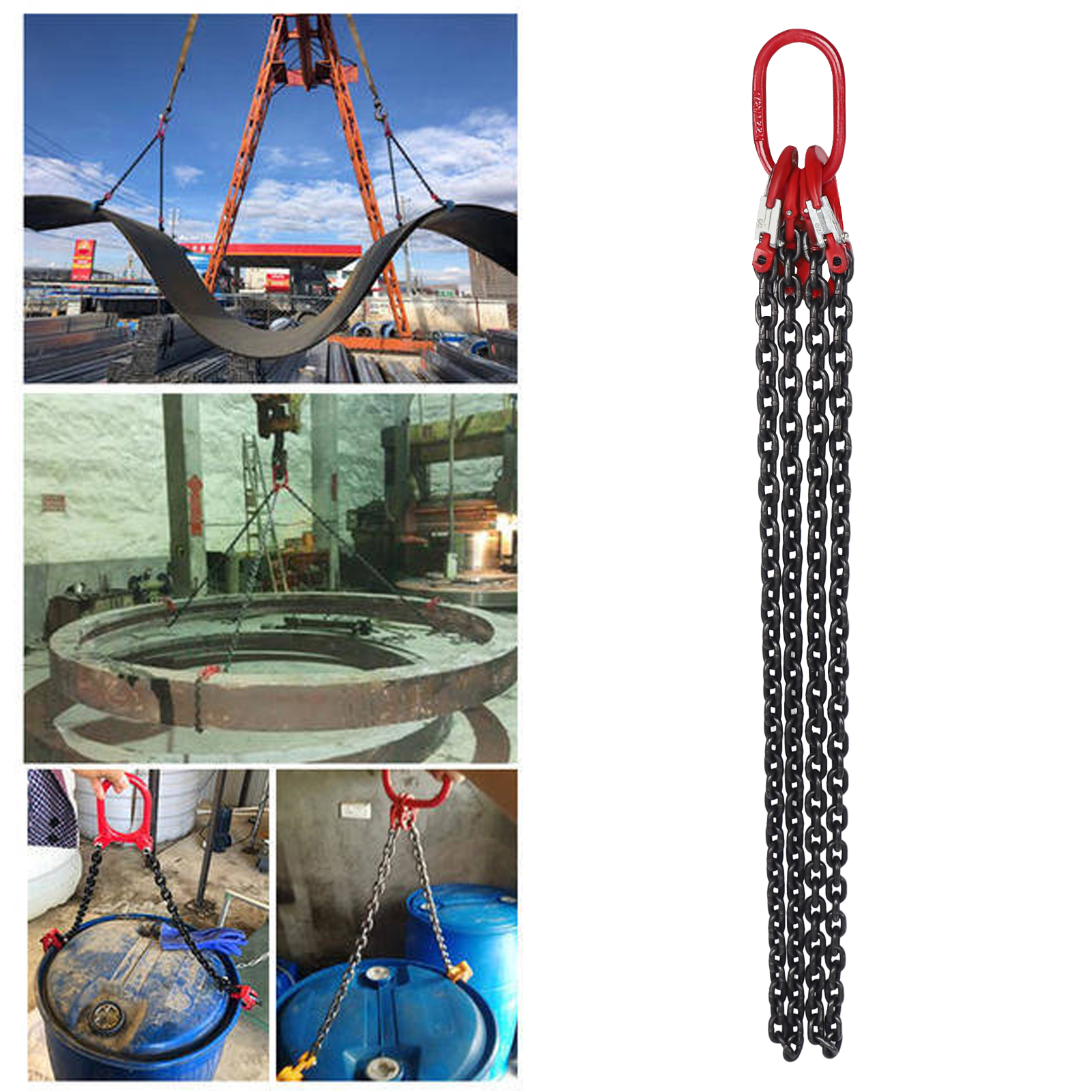 2T Chain Sling New 2 Strand 8mm 2m Crane Lifting Tools Chain Hanger