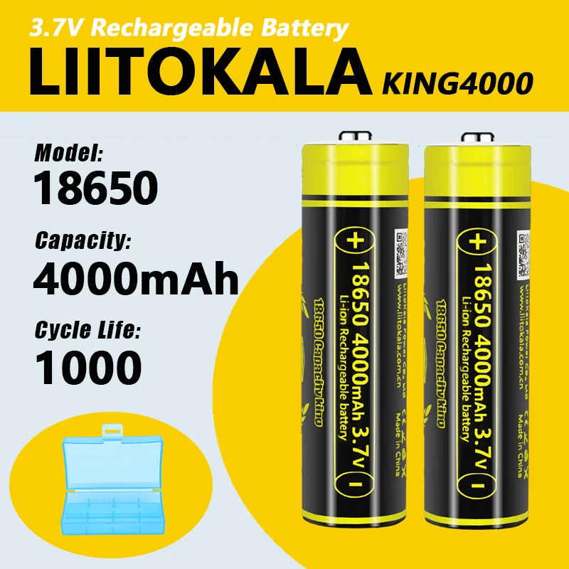 1-40 Uds LiitoKala King4000-JT + caja 3,7 V 18650 4000mAh 12A baterías recargables de descarga para baterías de linterna