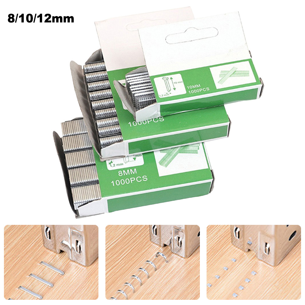 Clavos de grapas en forma de U para muebles, 12mm/8mm/10mm, 1000 piezas, para puerta, hogar