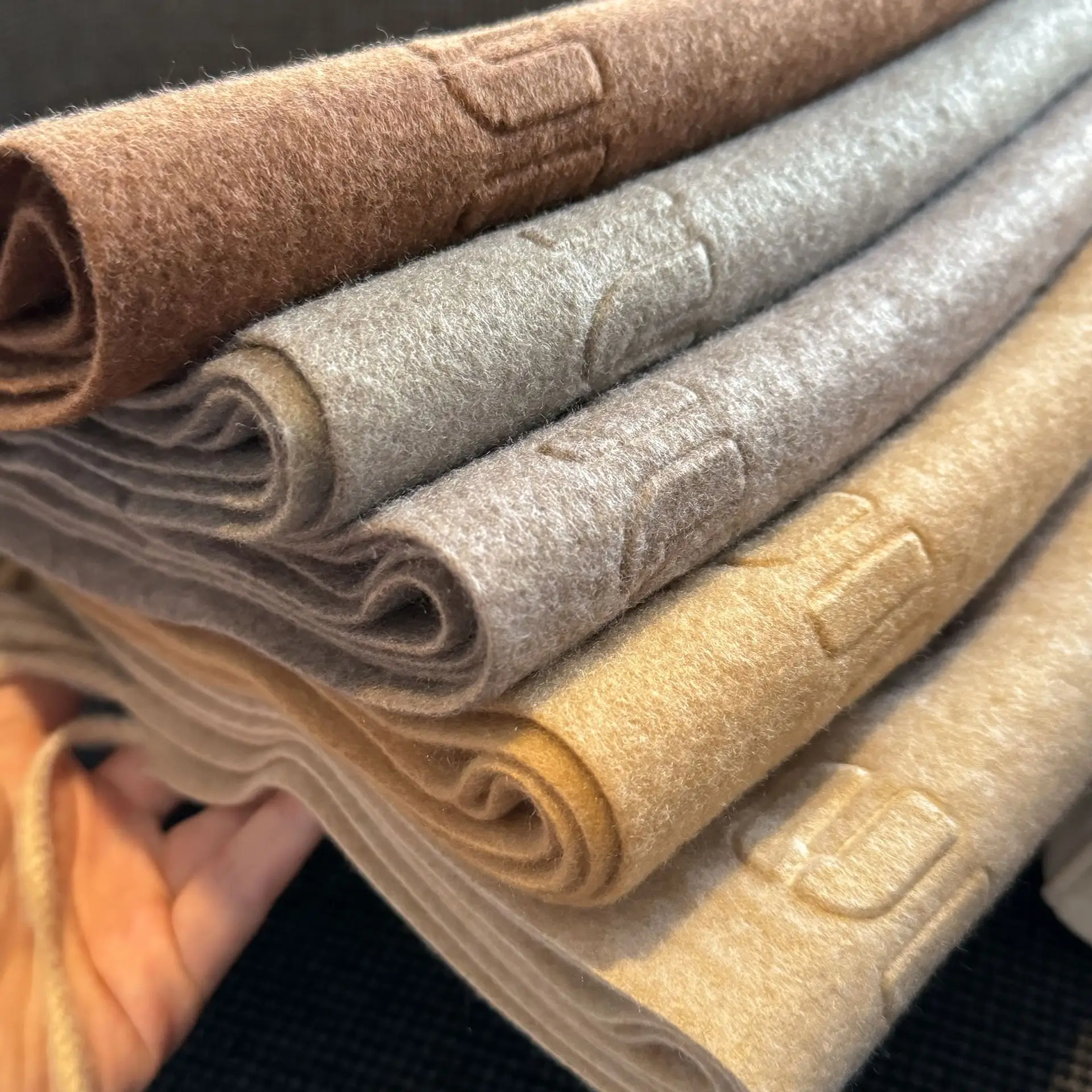 Bufanda de lana de mezcla de diseño a la moda para mujer, silenciador cálido Simple en relieve, nuevo tipo de imitación de Cachemira, chal grueso con flecos para mujer