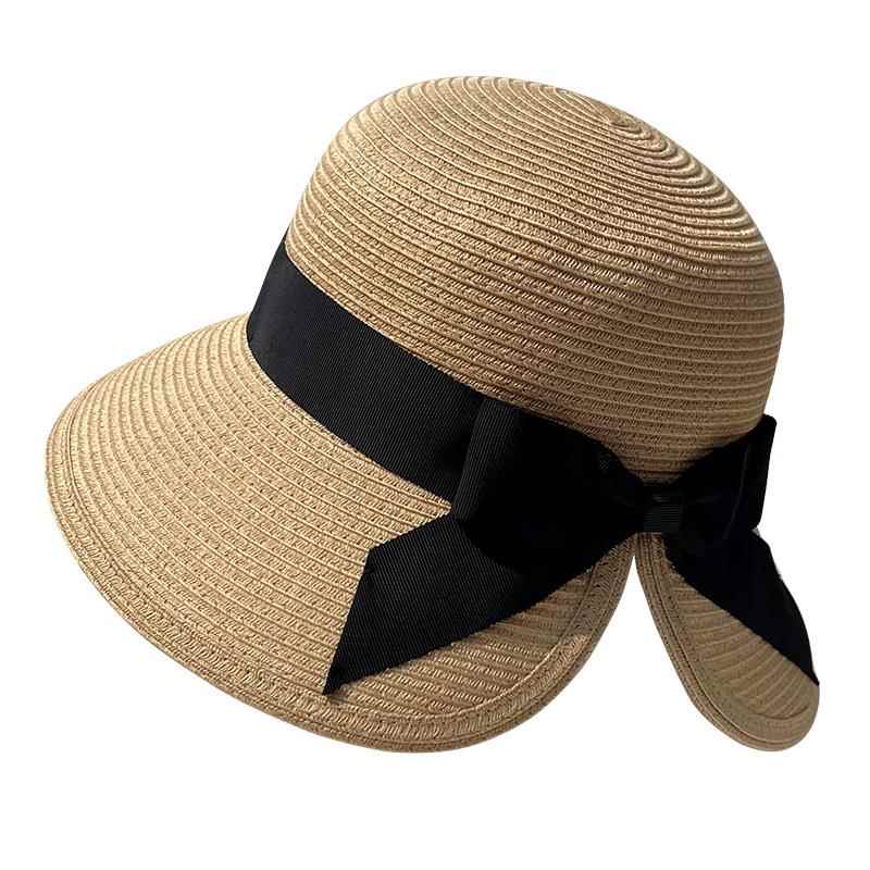 Beach Sun Hat Straw Hat Tail Knot Foldable  Knot Small Face Outdoors UV Protection Sun Hat Holiday Travel Hat