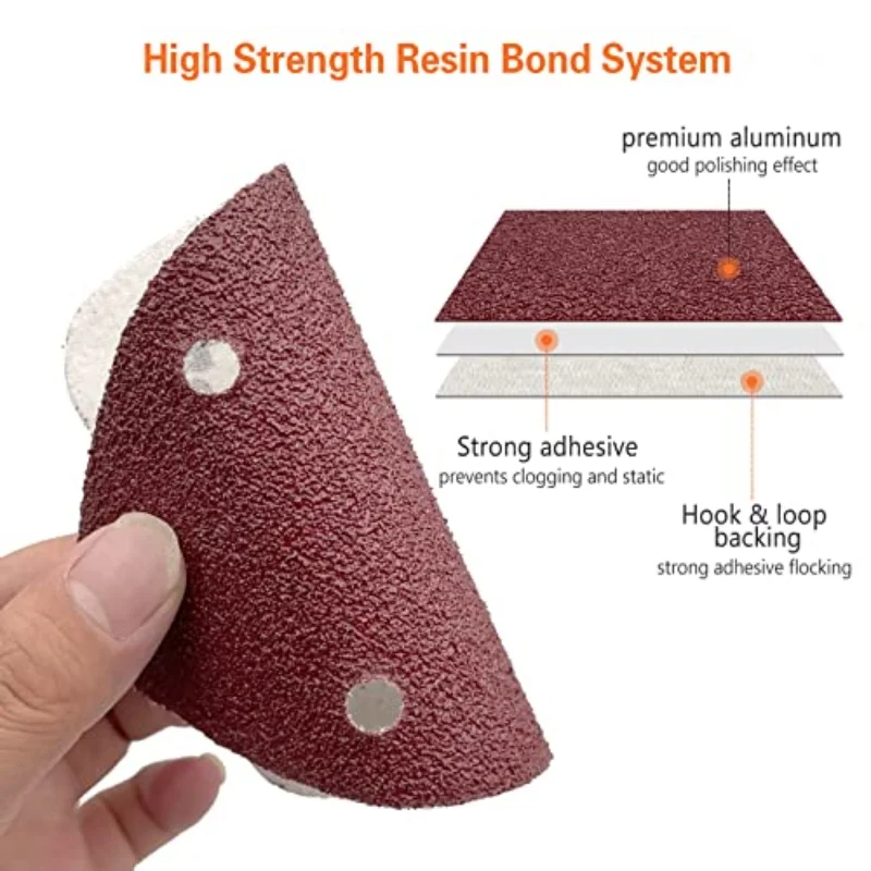 50pcs/set Detail Sander Sandpaper Mouse Sanding Pads 5 Holes Hook and Loop Sanding Sheets for 140mm Mouse Palm Detail Sanders
