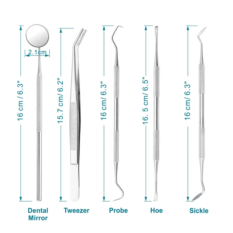 Stainless Steel New Dental Basic Teeth Whitening Mirror Scaler Tweezers Dentist Examination Set Prepared Tool Set Tweezer