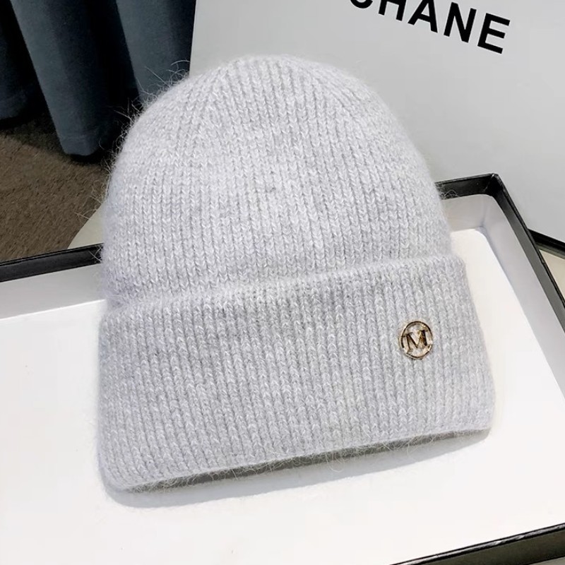 Autumn and Winter M Standard Rabbit Fur Warm Plush Thick Knitted Hat Korean Version Couple Cotton Hat says Soft and Comfortable