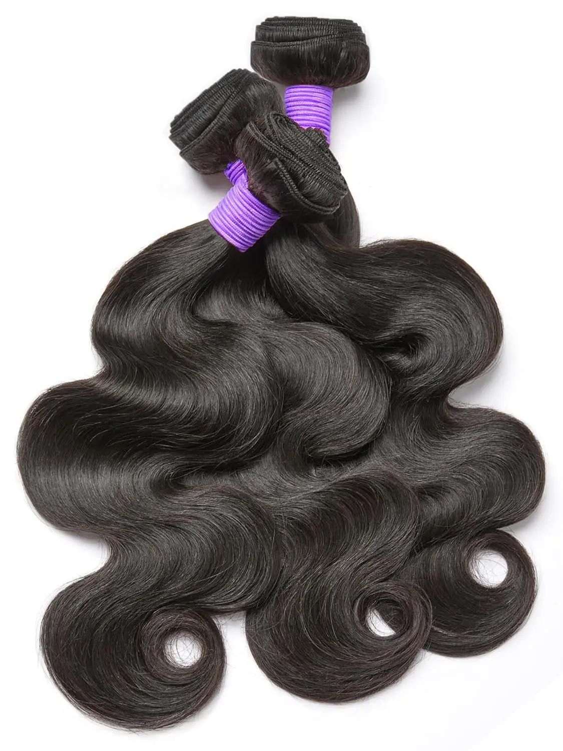 Pacotes de cabelo humano com fechamento onda do corpo brasileiro virgem tecer cabelo humano 3 pacotes com fechamento de renda 4x4 cor preta natural