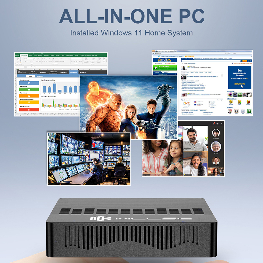 Mllse mini pc m2 ar intel gemini lake n4000 windows 11 6gb ram 128gb rom banda dupla wifi bluetooth usb mini computador