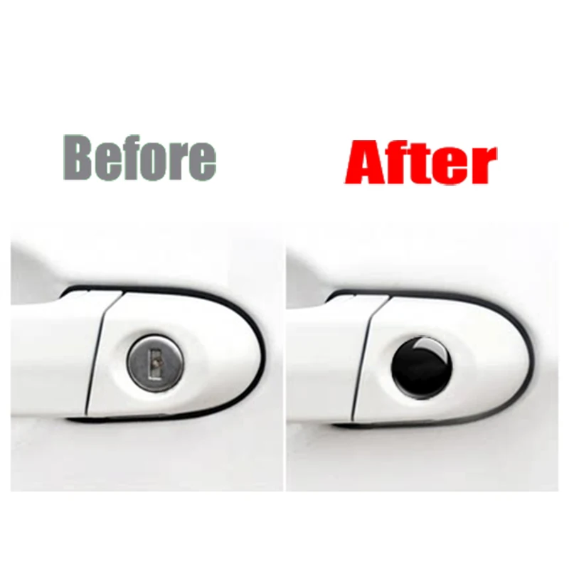 4 ชิ้นรถประตู Keyhole สติกเกอร์ล็อคอัตโนมัติตกแต่งรูปลอกป้องกันสําหรับ BMW E46 E85 E60 F10 E39 F30 E36 F20 E87 E90 E70 X3 X5