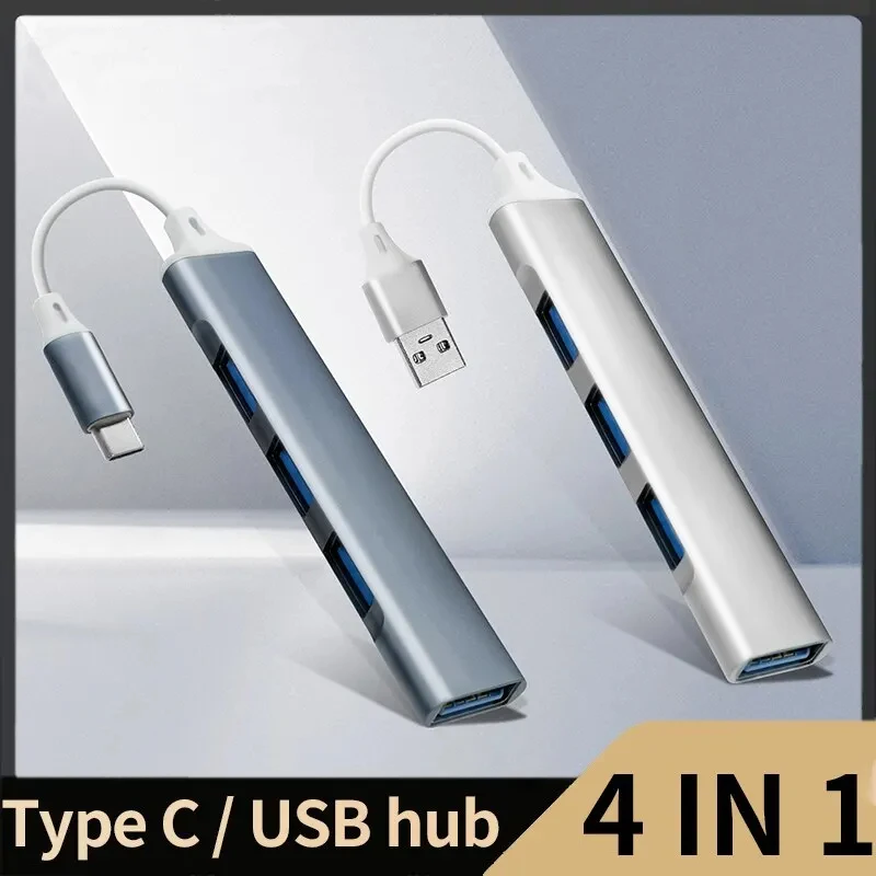 Adaptador divisor de aleación de aluminio para Samsung Macbook Pro Air PC Notebook, HUB MINI USB 3,1 Multi 4 puertos 4 en 1, OTG