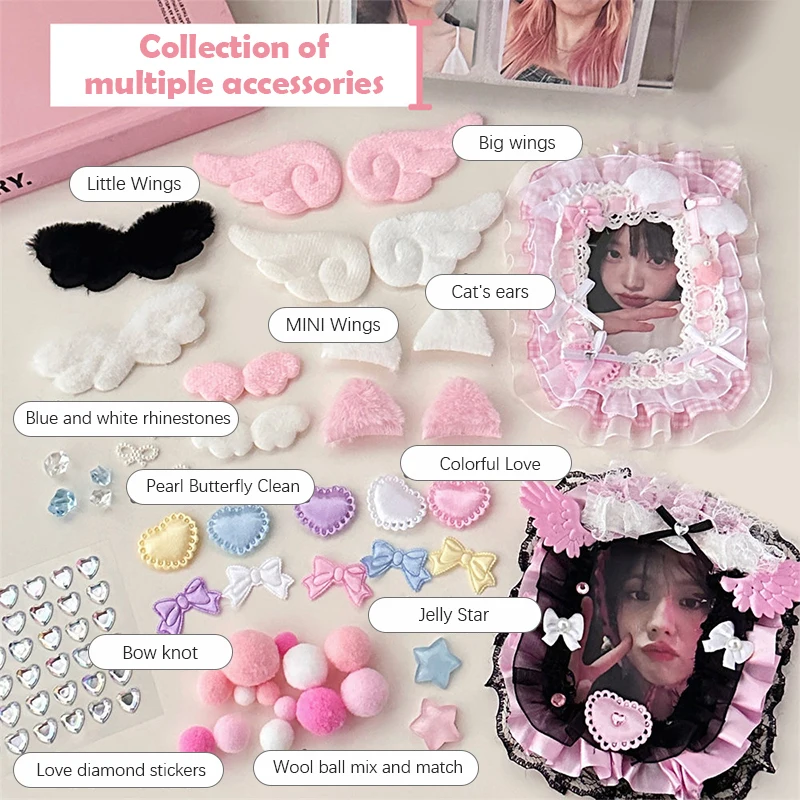 かわいい漫画の蝶ネクタイスターカードカバー装飾、甘いDIY手作りヘアピン、縫製素材、ギフトアクセサリー、10個